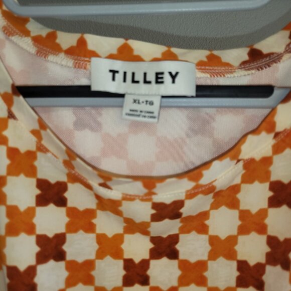 Tilley Dress Orange Burgundy Geometric Print Tank Dress Short Sleeveless Sz XL - Picture 6 of 8